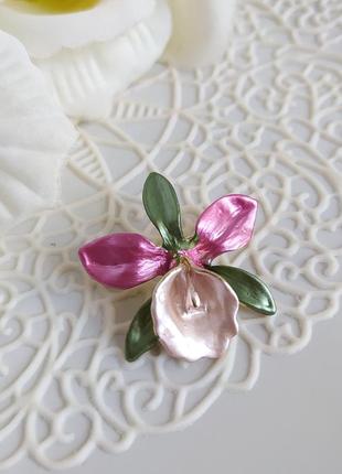Объемная брошь орхидея 🌸 2 цвета в технике 3-д, цветок4 фото