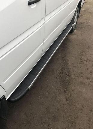 Боковые пороги duru (2 шт., алюминий) длинная база для volkswagen lt 1998-2024 гг