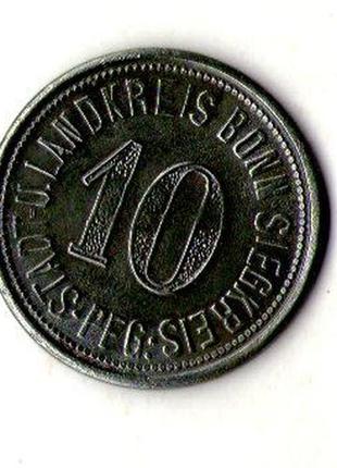 Німеччина - германия 10 пфеннингов 1918 нотгельд железо г.бонн №752