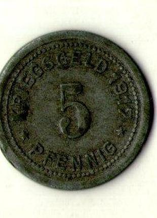 Німеччина - германия 5 пфеннингов 1917 нотгельд цинк №361