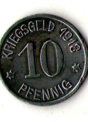 Німеччина - германия 10 пфеннингов 1918 нотгельд железо  №540