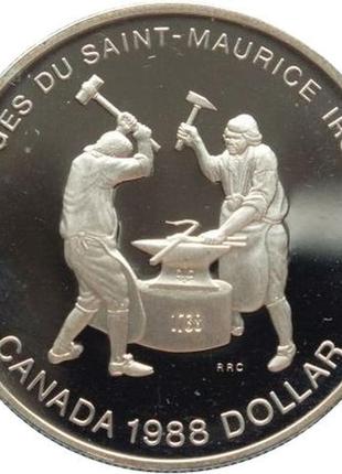 Канада 1 долар, 1988 250 років кузницям сен-мориса королева силія ii скрибо 23.3 гр.