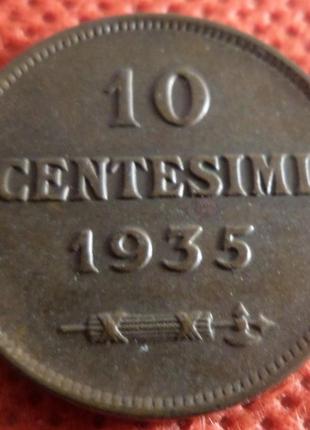 Сан-марино 5 чентезимо, 1935 год бронза, 3.2g, ø 19.5mm №314