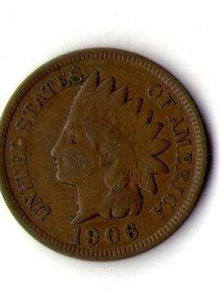 Сша 1 цент, 1907 год indian head cent №1031