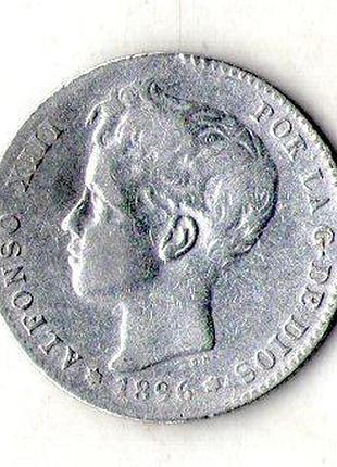 Іспанія - испания › король альфонсо xiii 1 пісета 1896 рік срібло №852