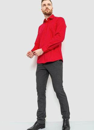 Рубашка мужская классическая однотонная, цвет красный, 186r302 фото
