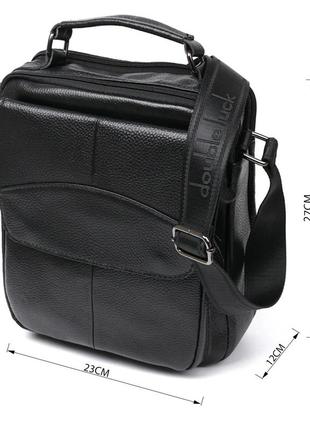 Вместительная кожаная мужская сумка vintage 20683 черный4 фото