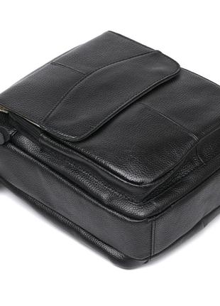 Вместительная кожаная мужская сумка vintage 20683 черный3 фото