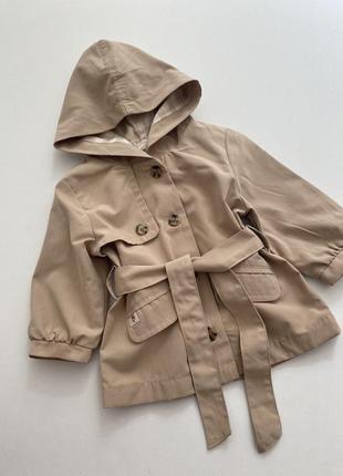 Бежевый тренч на девочку 9 месяцев kiabi франция