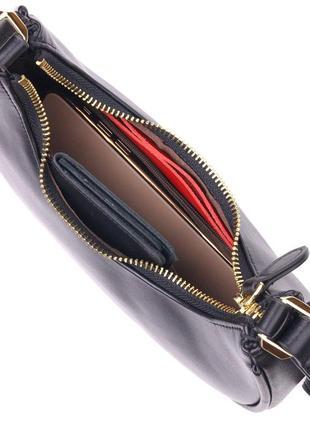 Модна жіноча сумка-хобо з натуральної гладкої шкіри 21288 vintage чорна5 фото