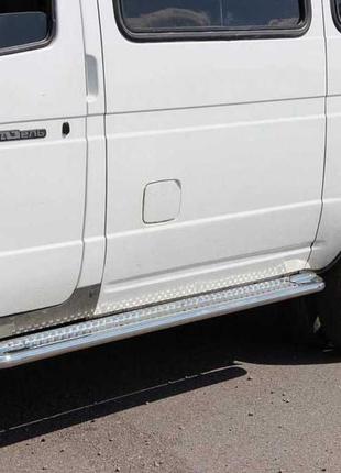 Бокові пороги kb001 (нерж) 51 мм для газель, соболь