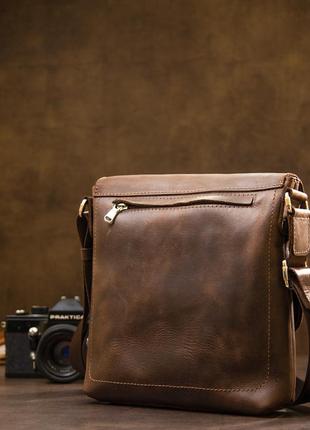 Мужская сумка-мессенджер grande pelle 11432 коричневый8 фото