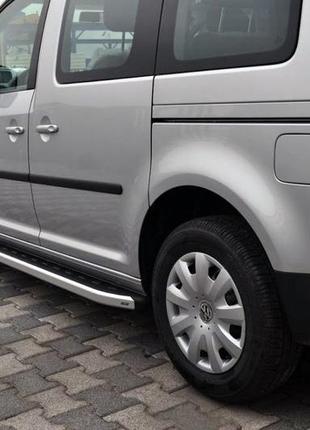 Боковые пороги fullmond (2 шт, алюм) макси база для volkswagen caddy 2010-2015 гг