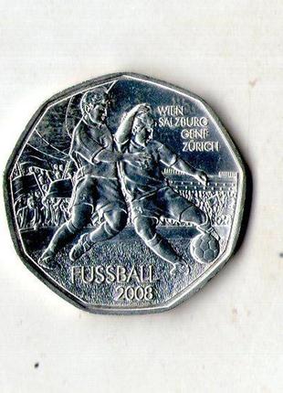 Австрія 5 евро, 2008 чемпионат европы по футболу 2008 года. вена, зальцбург, генф, цюрих серебро №1687