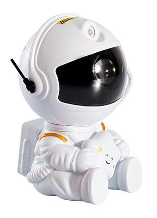 Лазерний проектор "космонавт" з зірочкою, білий, 8 режимів зіркового неба, з пультом дк, на подарунок дітям і дорослим