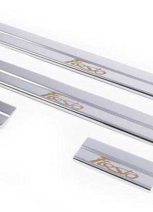 Накладки на пороги (carmos v1, 4 шт, нерж.) для ford fiesta 2008-2017 рр