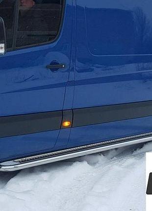 Боковые пороги premium (2 шт., нерж.) d60, long/extralong для mercedes sprinter 2006-2018 гг