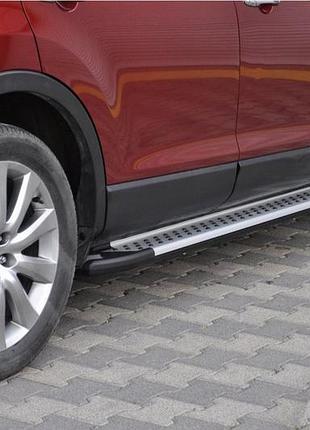 Боковые пороги allmond grey (2 шт, алюм) для mazda cx-9 2007-2016 гг