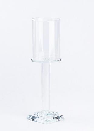Подсвечник стеклянный на ножке 23 см на одну большую свечу