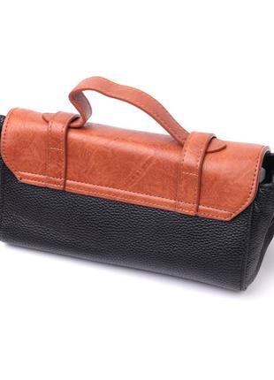 Женская сумка в винтажном стиле из натуральной кожи vintage 22349 черная2 фото