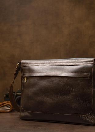Кожаная мужская сумка grande pelle 11430 коричневый7 фото