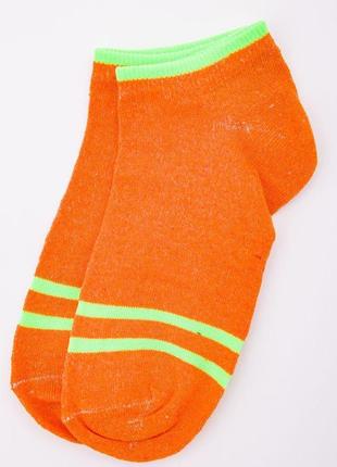 Жіночі короткі шкарпетки, помаранчевого кольору зі смужками, 167r221-11 фото