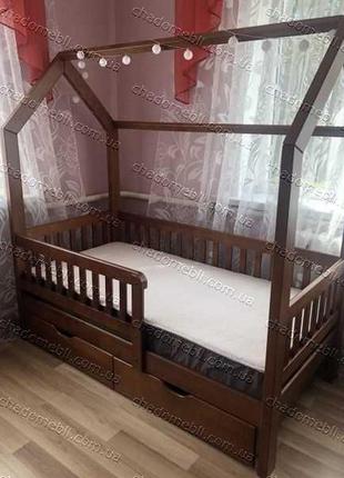 Ліжко будиночок біле з ящиками дитяче дерев'яне/масив ольхи...4 фото