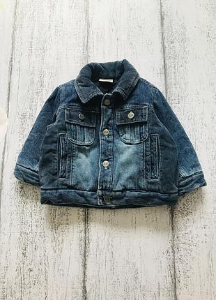 Крутая тёплая джинсовая куртка размер 3-6мес