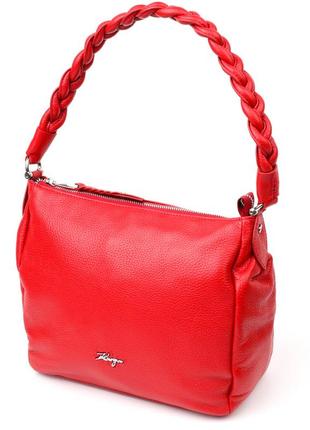 Привлекательная женская сумка karya 20863 кожаная красный1 фото
