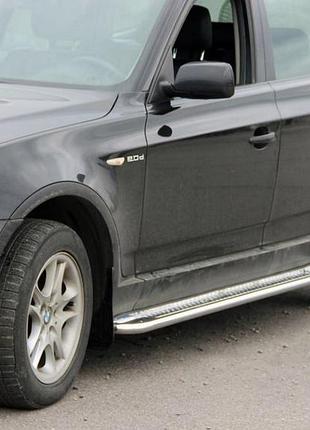 Боковые пороги kb001 (нерж) 60 мм для bmw x3 e-83 2003-2010 гг