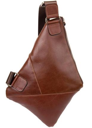 Стильная кожаная мужская сумка через плечо grande pelle 11358 коричневый2 фото