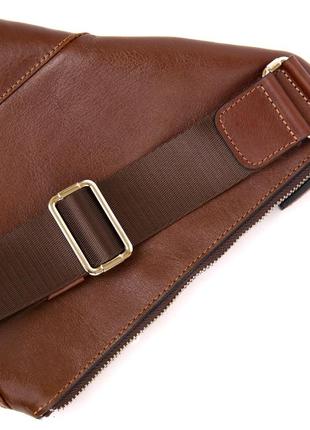 Стильная кожаная мужская сумка через плечо grande pelle 11358 коричневый5 фото