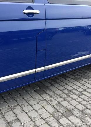 Молдинги на дверь (нерж, хром) 1 дверь, длинная, carmos - турецкая сталь для volkswagen t5 multivan 2003-2010