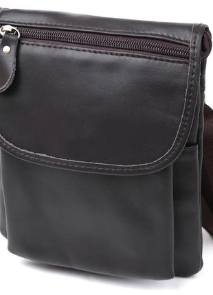 Кожаная компактная мужская сумка через плечо vintage 20468 коричневый