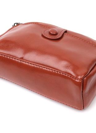 Глянцевая женская сумка на каждый день из натуральной кожи vintage 22419 коричневый3 фото