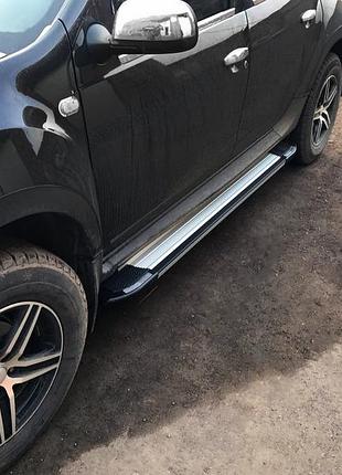 Боковые пороги rainbow (2 шт., алюминий) для renault duster 2008-2017 гг