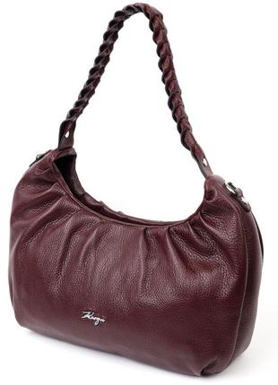 Красивая женская сумка багет karya 20839 кожаная бордовый1 фото
