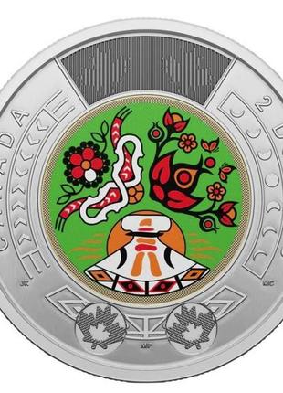 Канада. 2 доллара 2023 год. день коренных жителей канады. цветная эмаль.№1487