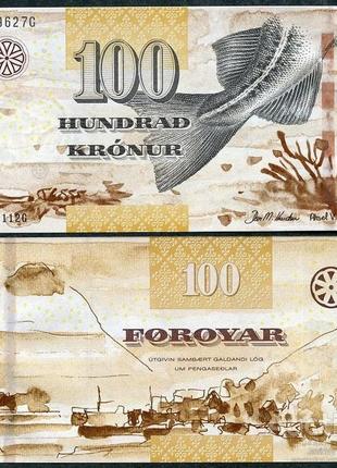 Фарерские острова 100 крон 2011   unc  №606