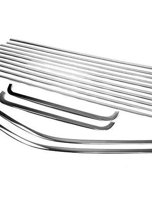 Полная окантовка стекол (14 шт, нерж) 2 боковых двери, длинная база для volkswagen t6 2015-2024,