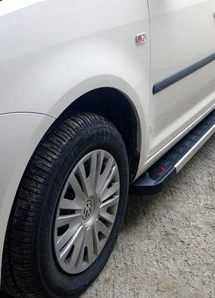 Боковые пороги red-style v1 (2 шт, алюм) макси база для volkswagen caddy 2010-2015 гг