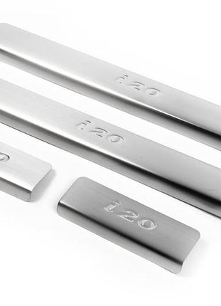 Накладки на пороги omsaline (4 шт, нерж.) для hyundai i-20 2012-2014 гг