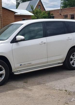Боковые пороги premium (2 шт, нерж) 60 мм для toyota rav 4 2006-2013 гг