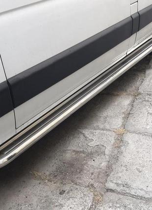 Бокові пороги premium (2 шт., нерж.) 60 мм, середня база для renault master 2011-2024 рр