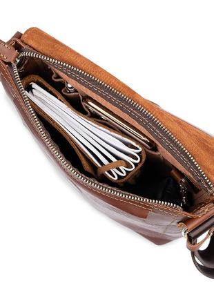 Кожаная мужская сумка через плечо grande pelle 11567 коричневый5 фото