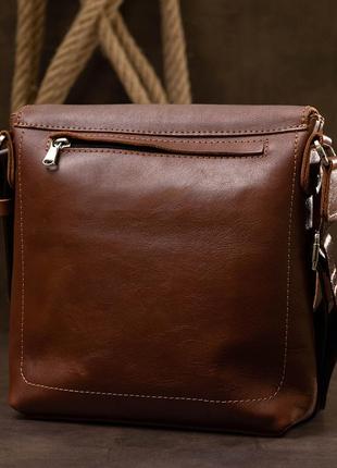 Кожаная мужская сумка через плечо grande pelle 11567 коричневый8 фото