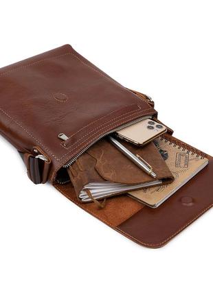 Кожаная мужская сумка через плечо grande pelle 11567 коричневый6 фото