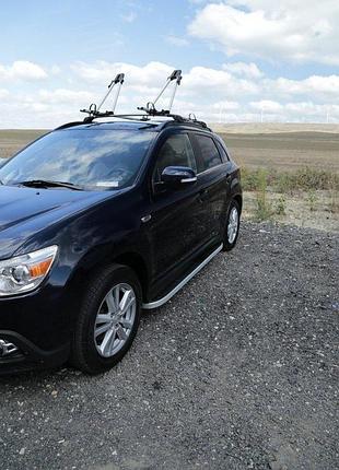 Боковые пороги tayga grey (2 шт., алюминий) для mitsubishi outlander 2006-2012 гг