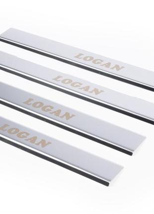 Накладки на пороги carmos v1 (4 шт, нерж.) для renault logan mcv 2005-2013 гг