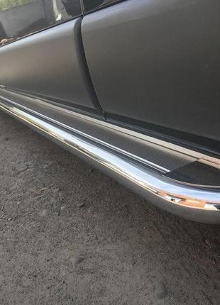 Боковые пороги premium (2 шт., нерж.) 42 мм, короткая база для renault trafic 2001-2015 гг